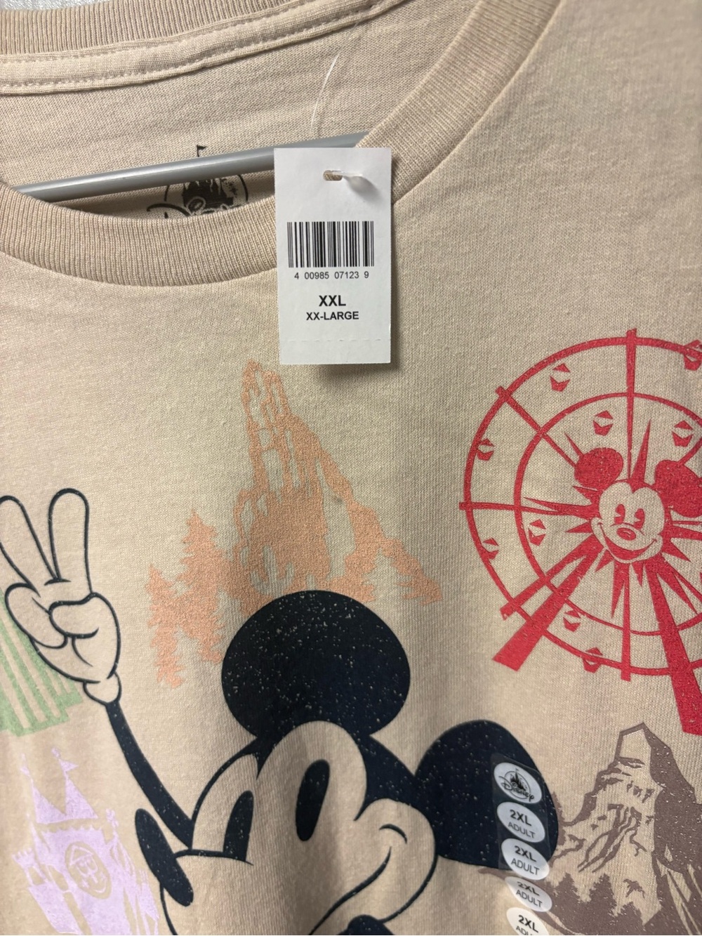 Disneyland Beige Mickey Graphic T‑Shirt - size XXL - new with tags - Picture 3 of 4
